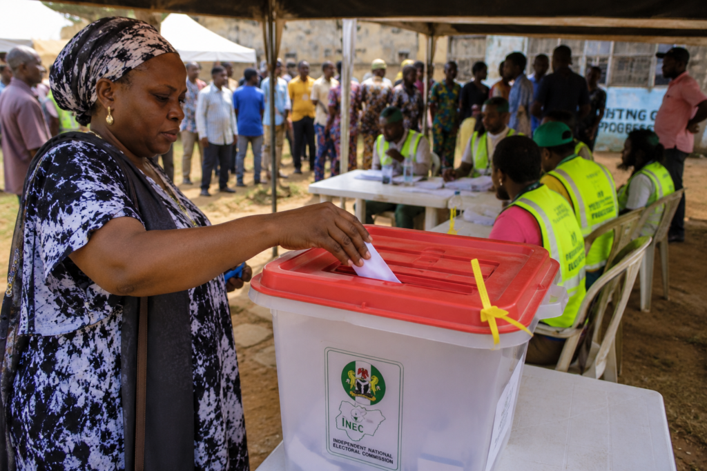 Nigerians discussing election transparency and democratic accountability ahead of the 2027 general elections.