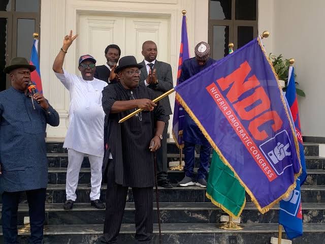 Supporters of the Nigerian Democratic Congress at a political gathering in Nigeria