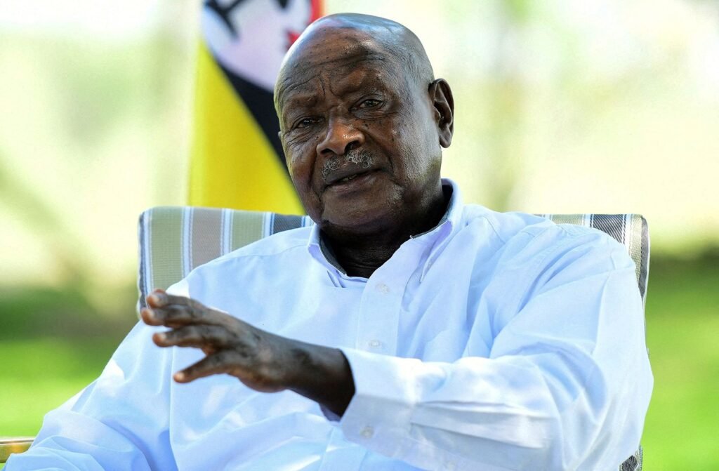 Ugandan President Yoweri Museveni during a government event following the announcement of a new cabinet.