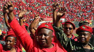 Supporters of the Economic Freedom Fighters at a political gathering in South Africa
