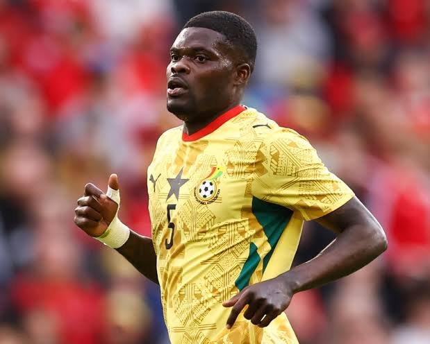 Thomas Partey during an international football match for Ghana