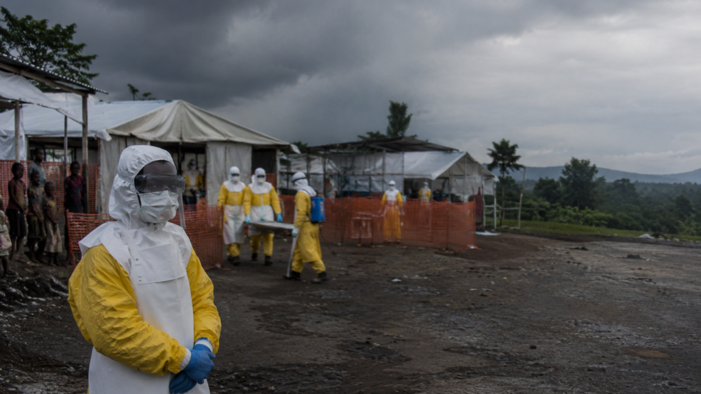 Healthcare workers responding to an Ebola outbreak in DR Congo