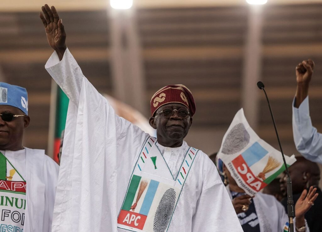 President Bola Tinubu speaking during a political event in Nigeria