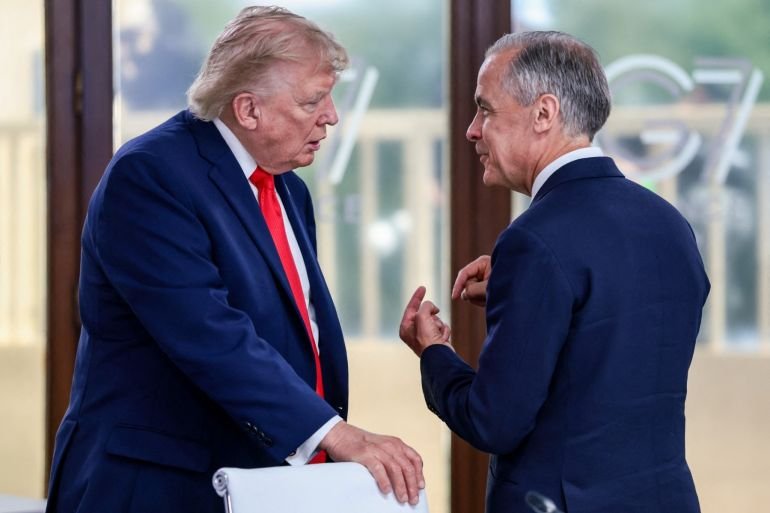Donald Trump and Canadian officials amid US Canada trade negotiations