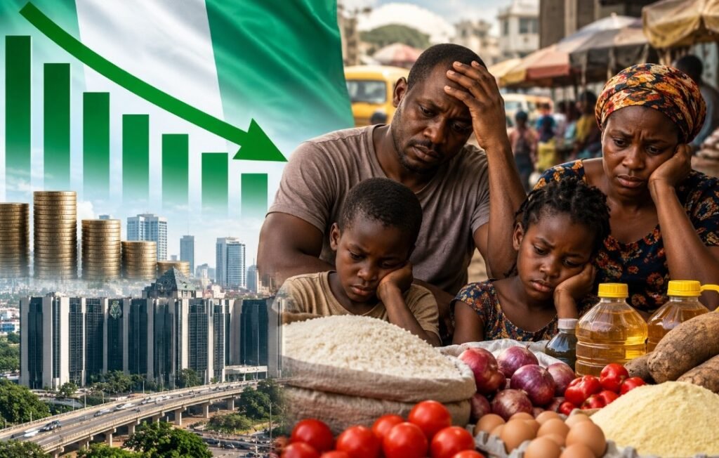 Nigeria’s easing inflation contrasted with a struggling family facing high food and household costs.