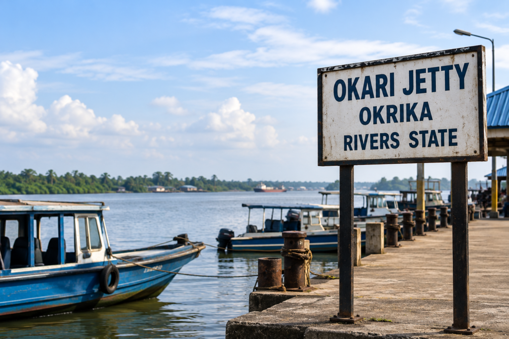 Rivers State Okrika waterfront and jetty in the Niger Delta