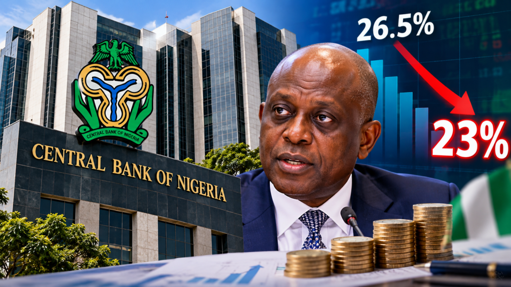 Central Bank of Nigeria cuts interest rate to 23 percent