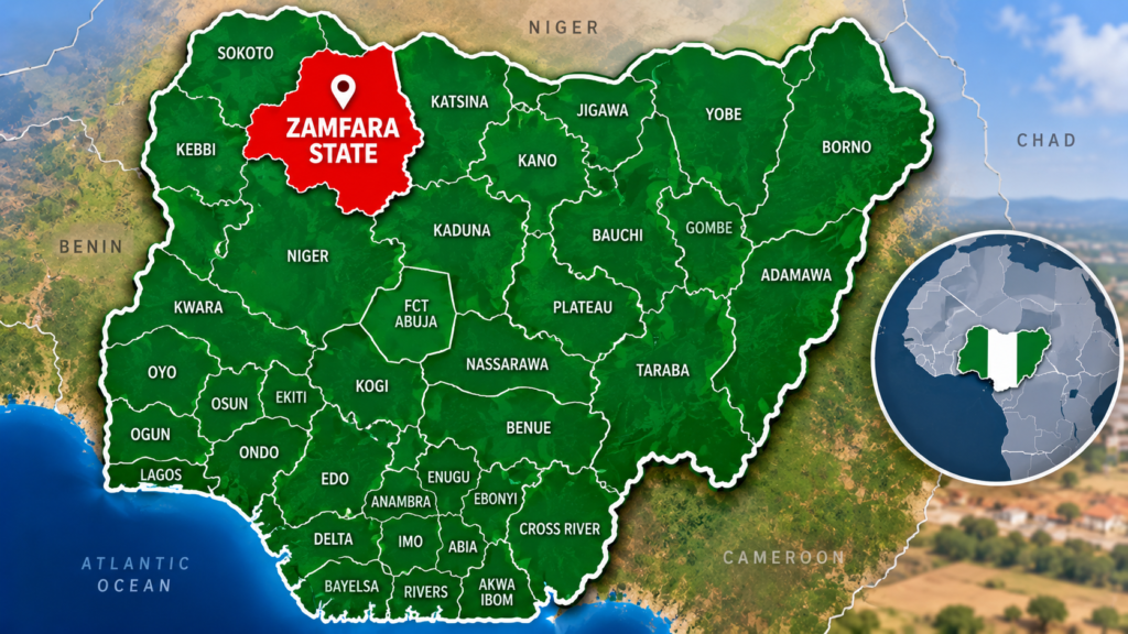 Security convoy on a road in Zamfara State after gunmen ambushed traders travelling to market